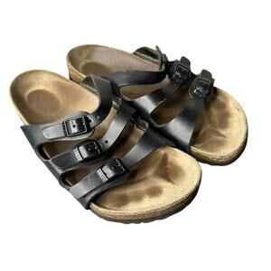 Birkenstock Women's Black Leather 3 Strap Sandals Size 38